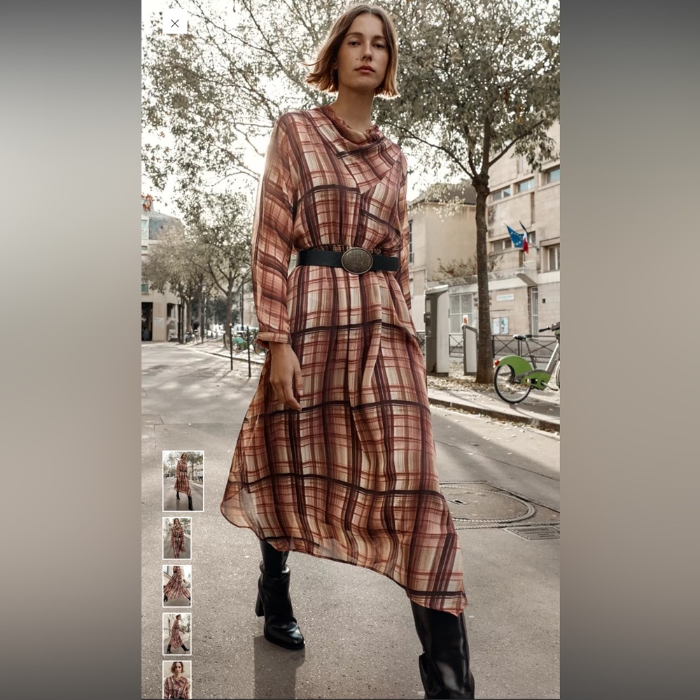 Zara PLAID MIDI DRESS